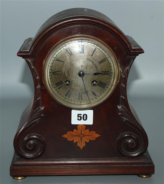 Inlaid mahogany mantel clock